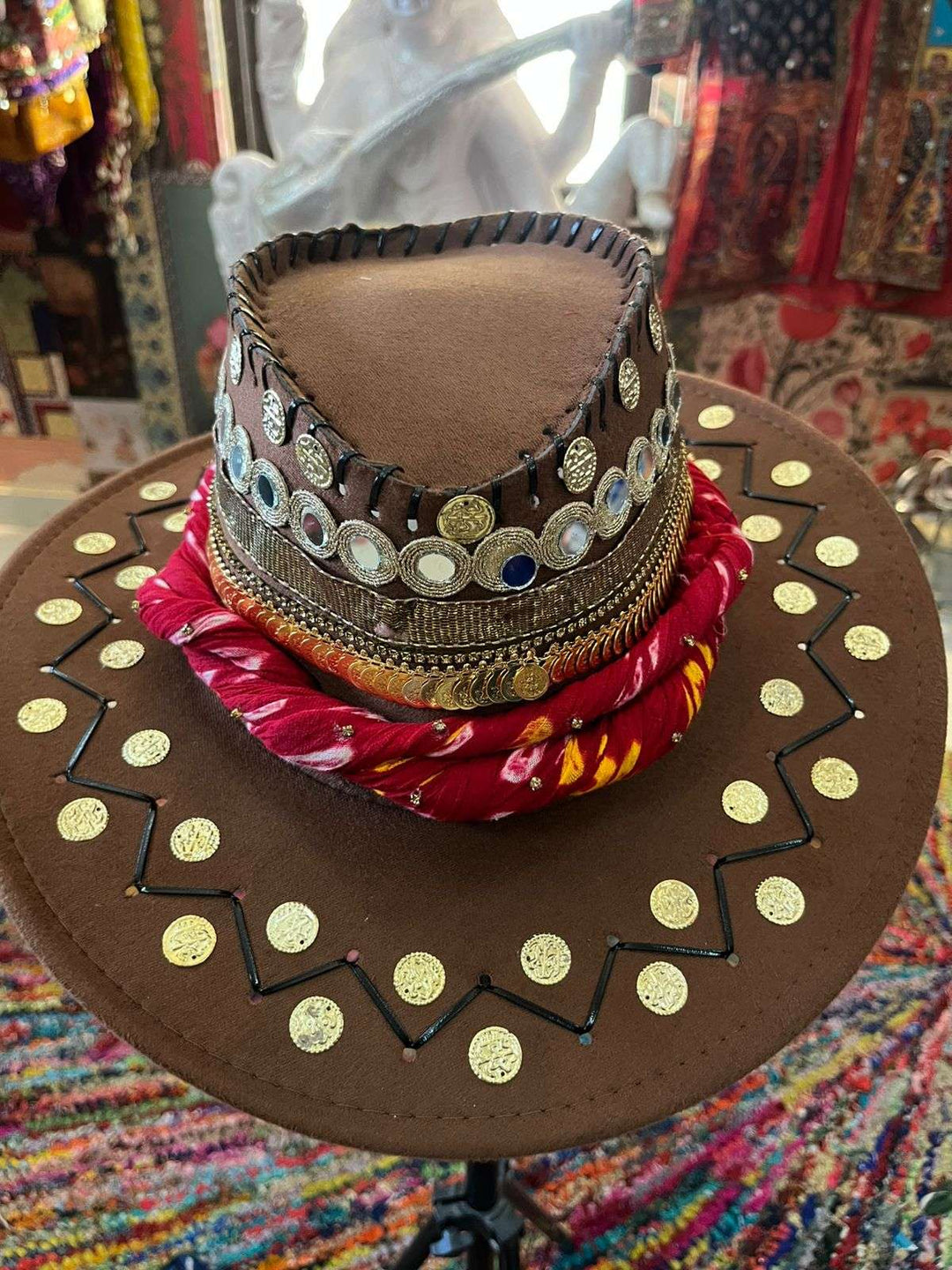 Crimson Coin Suede Cowgirl Hat