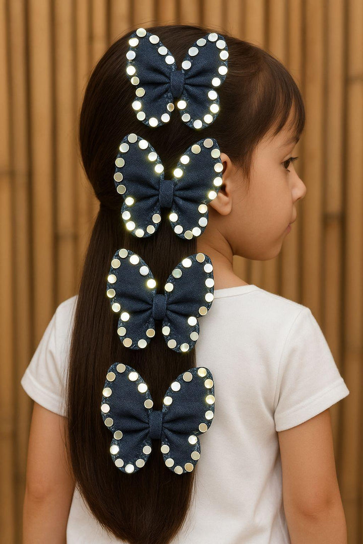 Denim Mirror Butterfly Clips (Set of 5) - banjaratrail