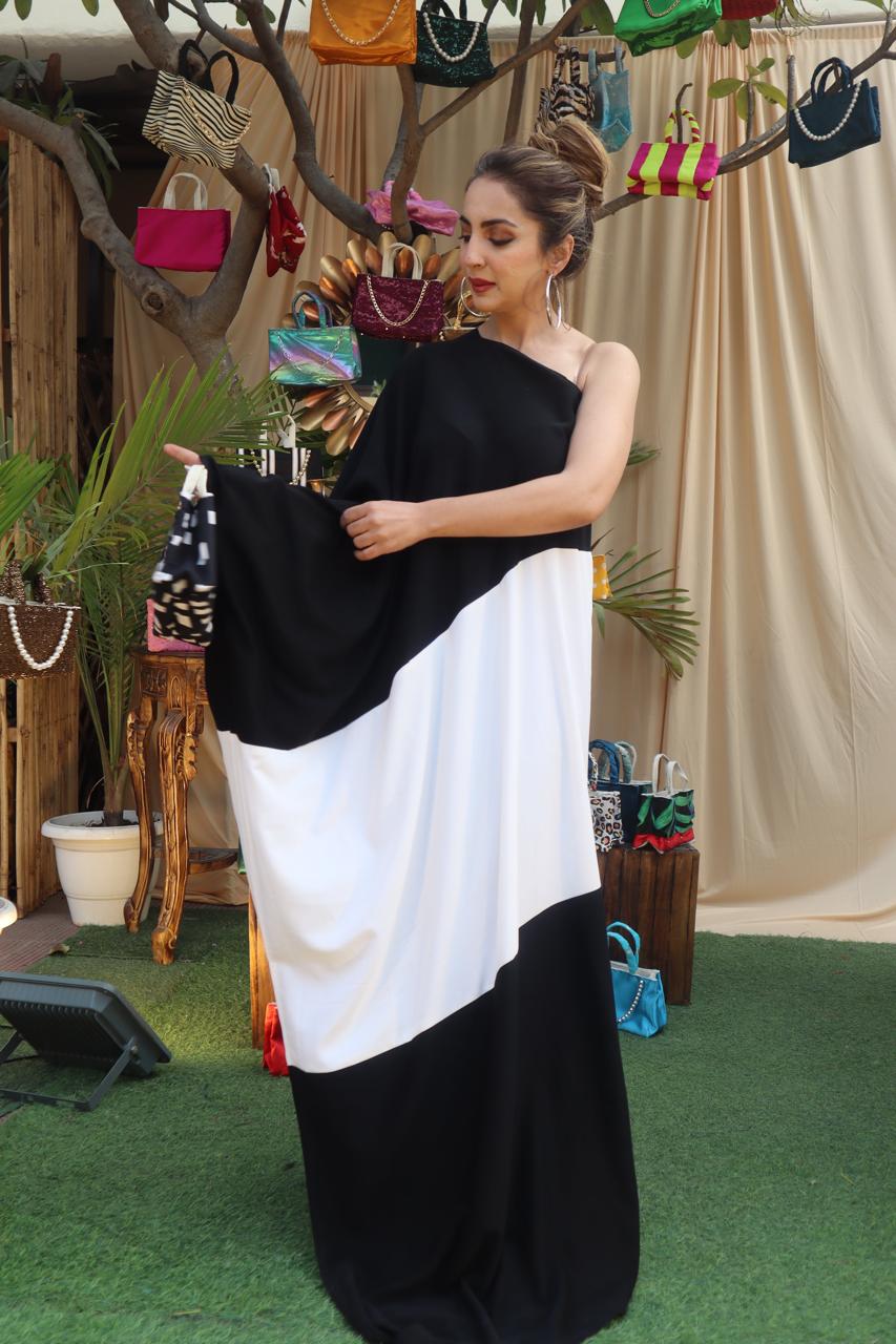 Midnight Ivory Flow Kaftan