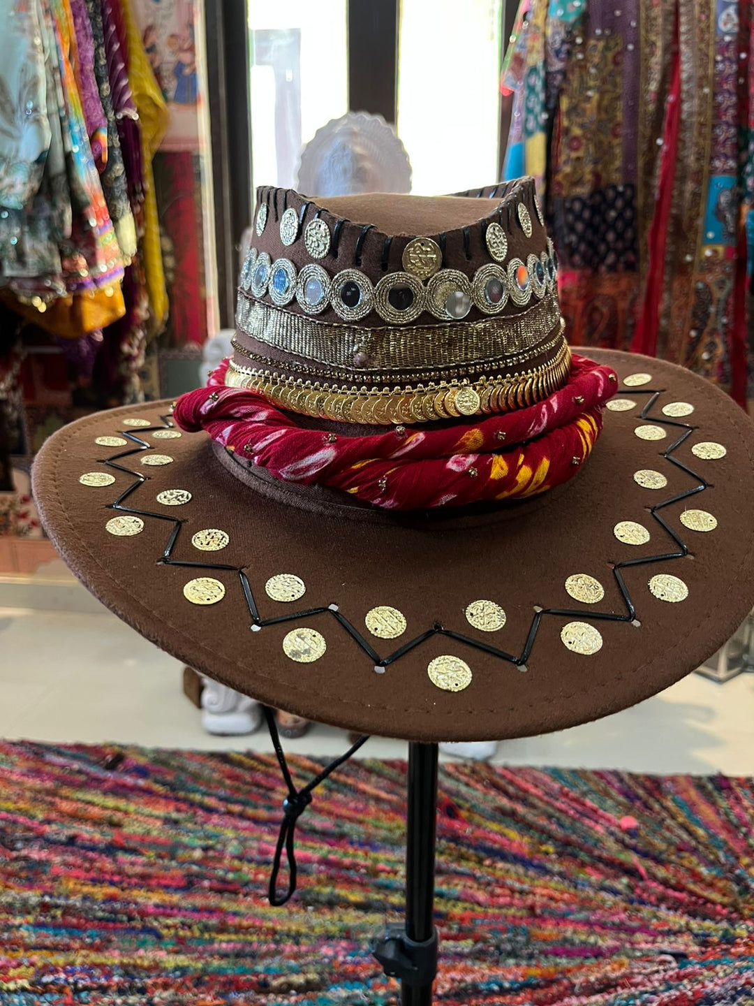 Crimson Coin Suede Cowgirl Hat
