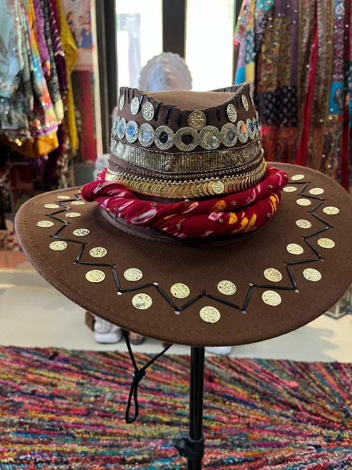 Crimson Coin Suede Cowgirl Hat