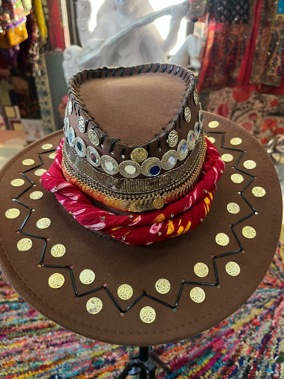 Crimson Coin Suede Cowgirl Hat