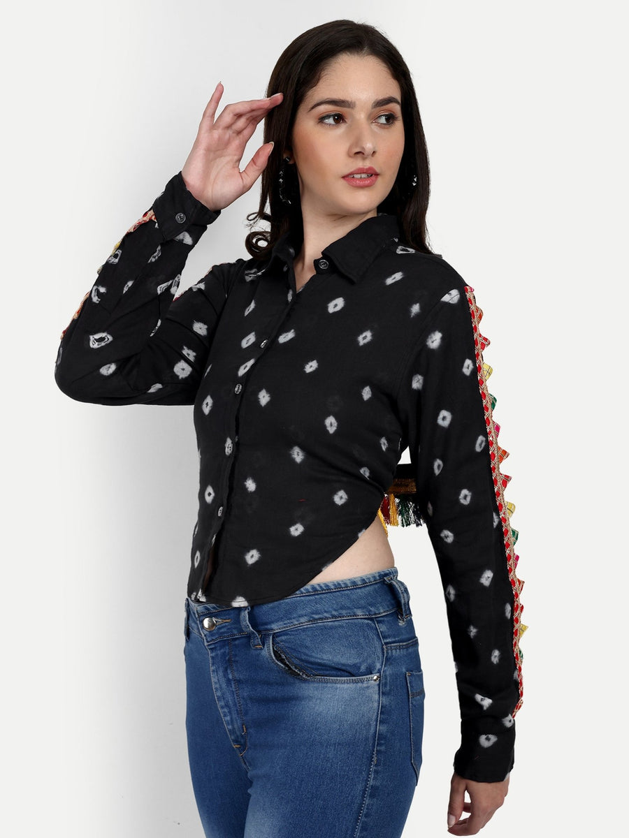Backless Bandhini Shirt Black - banjaratrailBackless Bandhini Shirt Black87367133