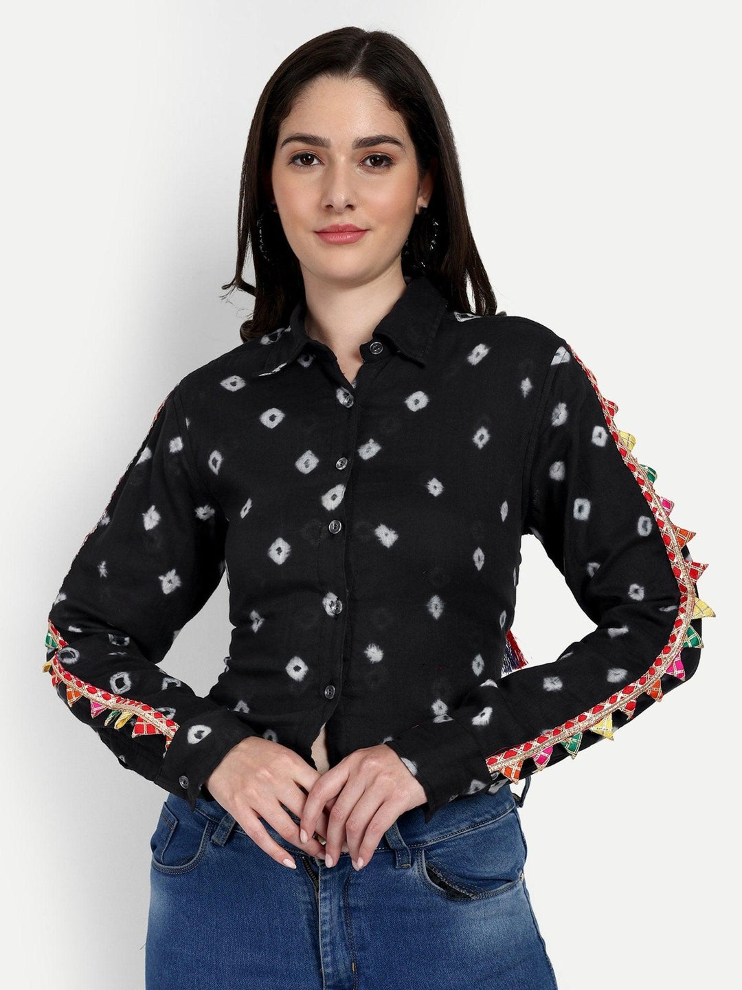 Backless Bandhini Shirt Black - banjaratrail