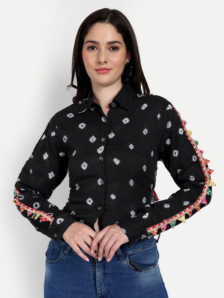 Backless Bandhini Shirt Black - banjaratrail
