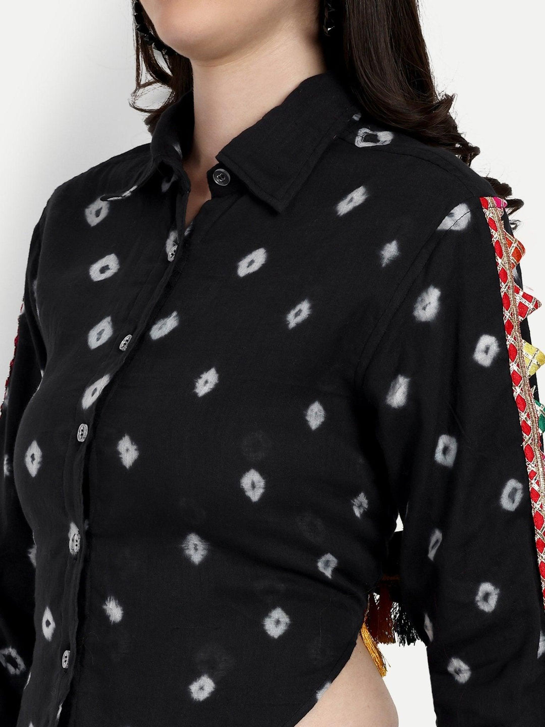 Backless Bandhini Shirt Black - banjaratrail