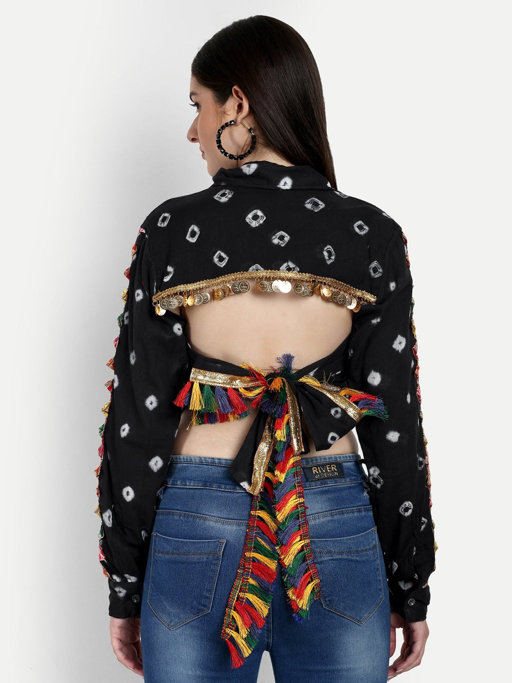 Backless Bandhini Shirt Black - banjaratrailBackless Bandhini Shirt Black87367133