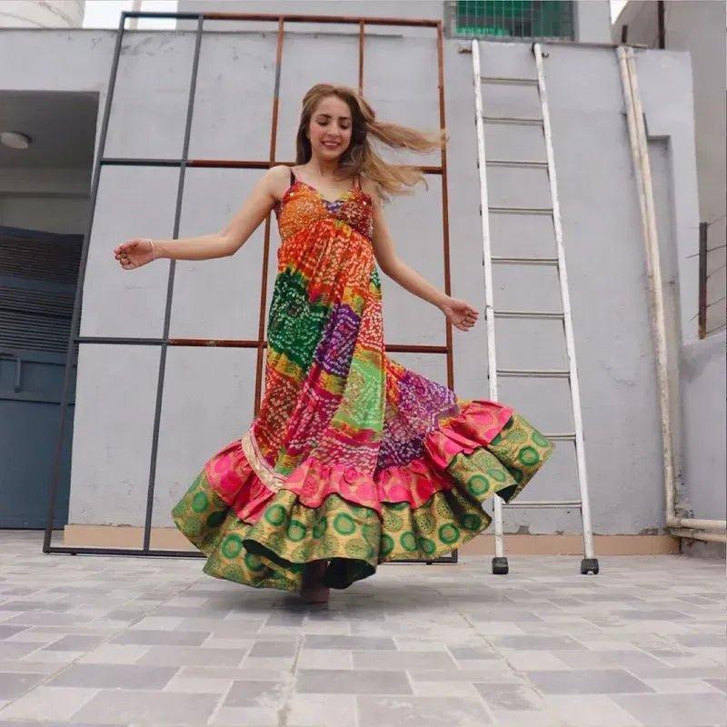 Ghazal-Bandhani maxi dress - banjaratrail