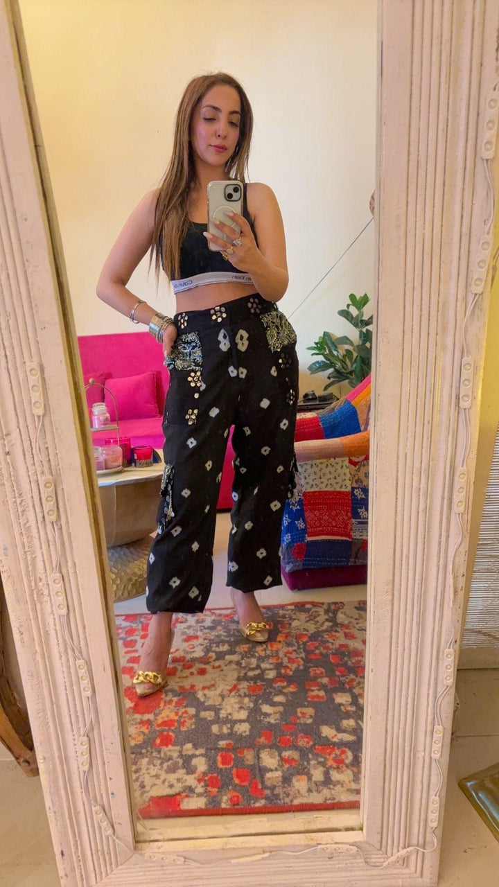 Bandhini Cargo Pants -Black - banjaratrail