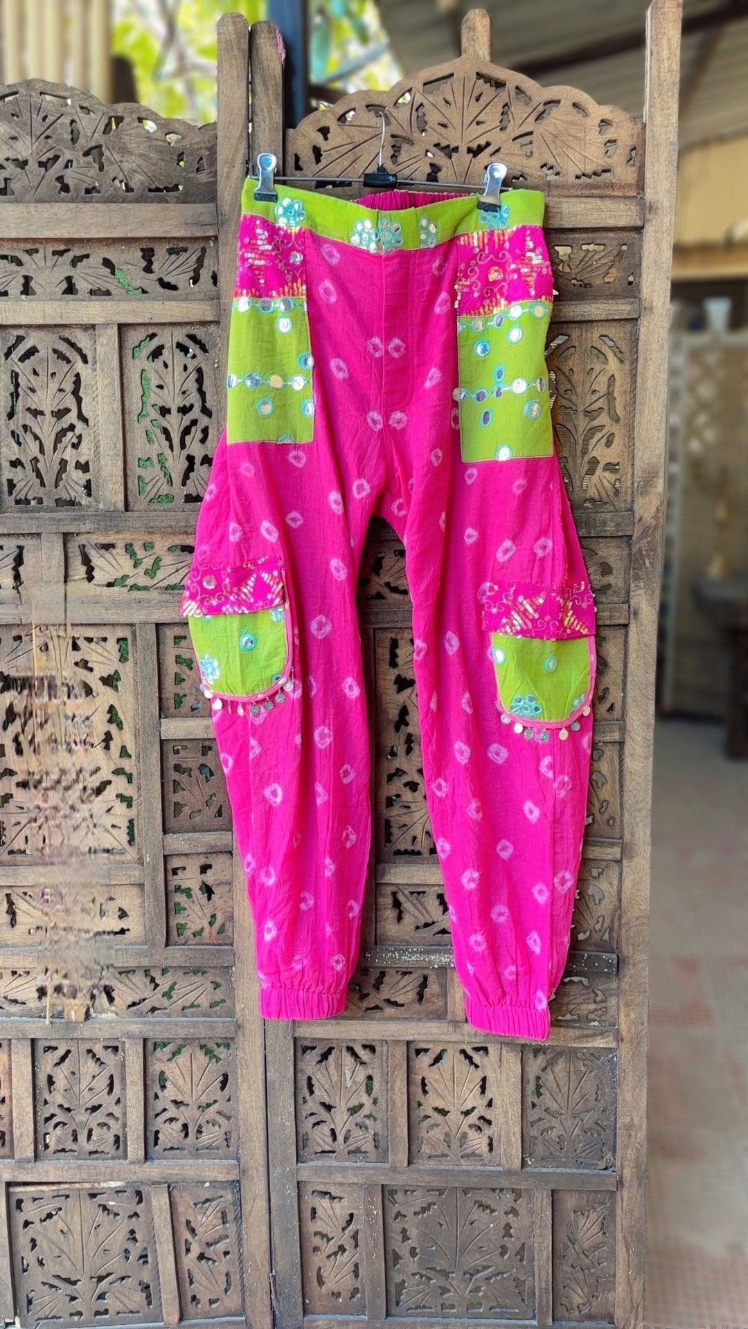 Bandhini Cargo Pants -Pink - banjaratrail