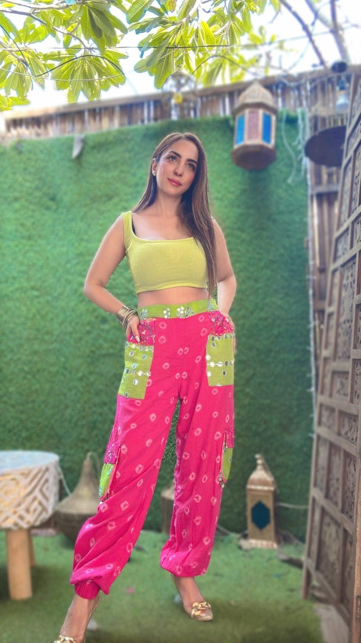 Bandhini Cargo Pants -Pink - banjaratrail