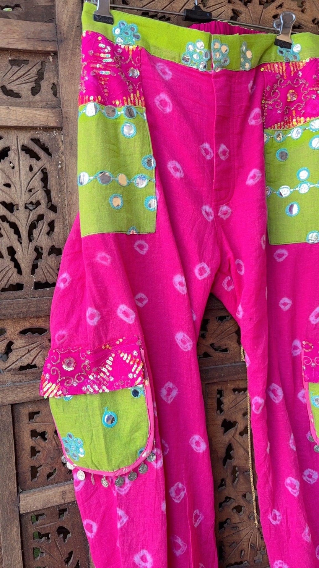 Bandhini Cargo Pants -Pink - banjaratrail