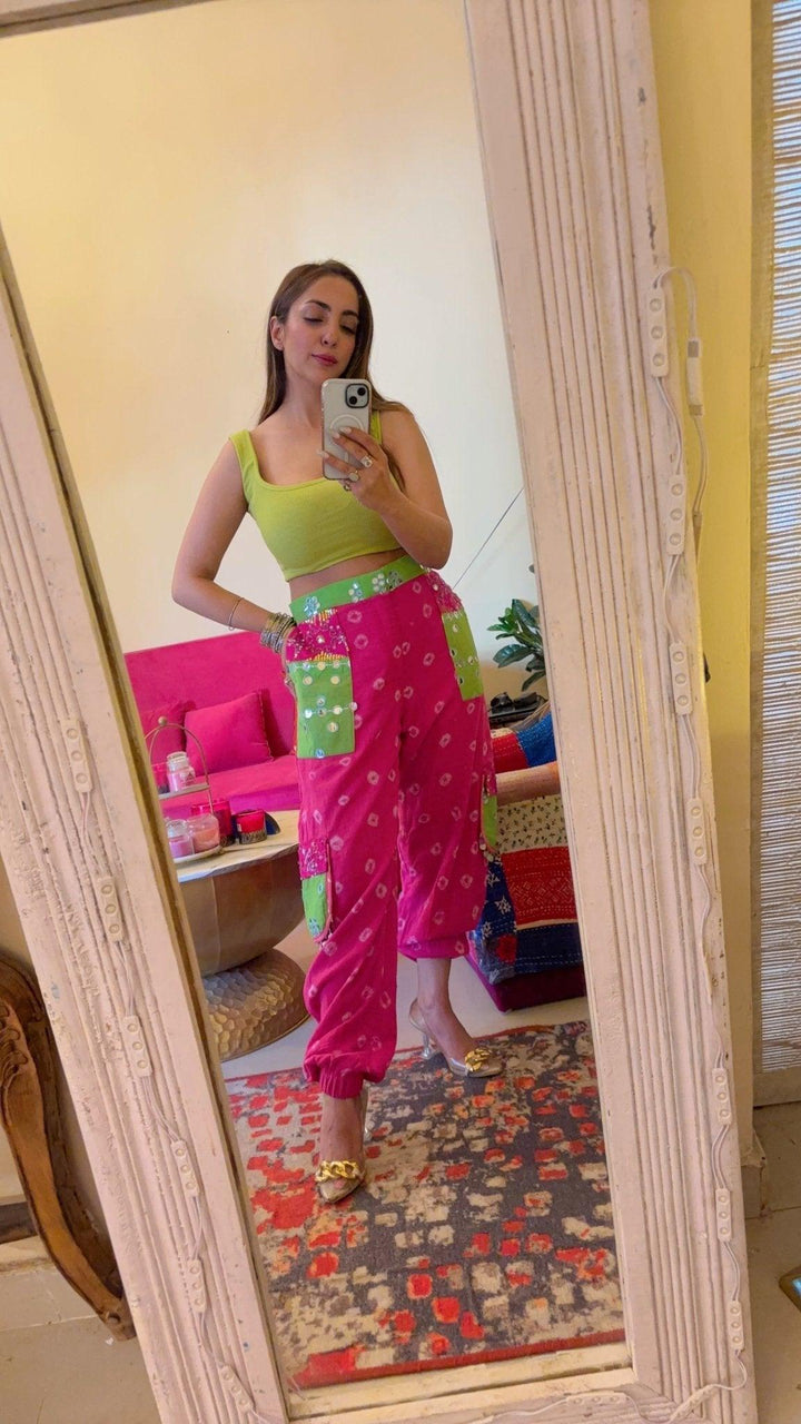 Bandhini Cargo Pants -Pink - banjaratrail