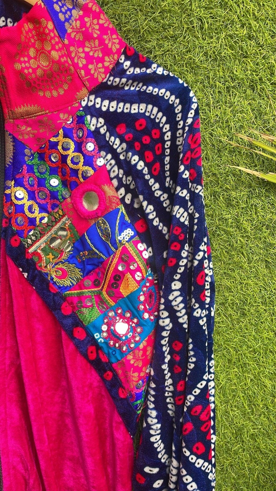Banjara velvet hoodie blue& pink - banjaratrail