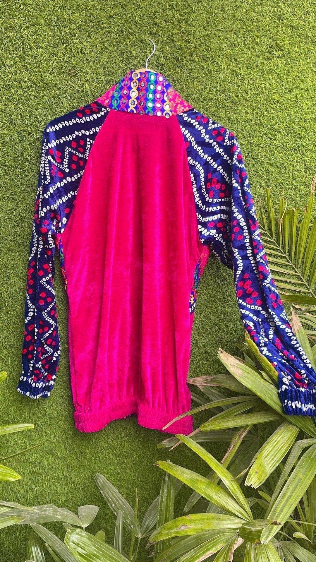 Banjara velvet hoodie blue& pink - banjaratrail