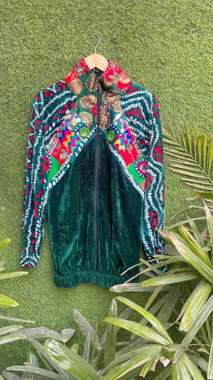 Banjara velvet hoodie green & red - banjaratrail