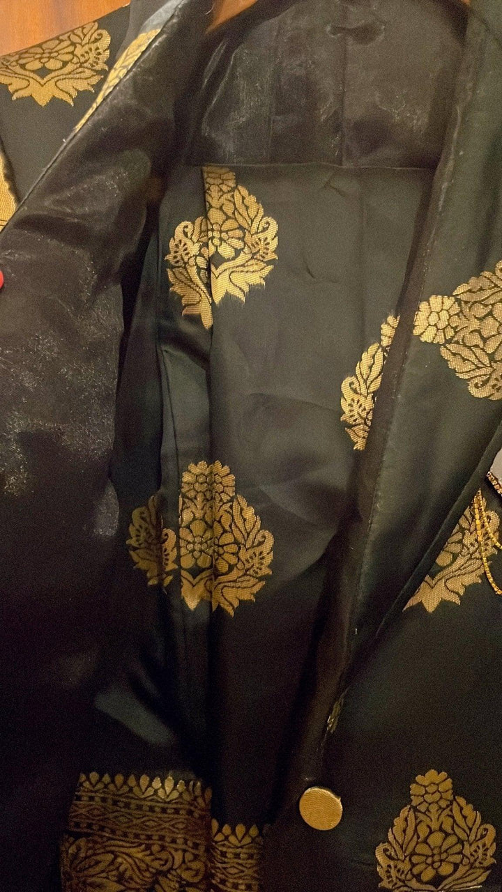 Black brocade silk co-ord set - banjaratrail