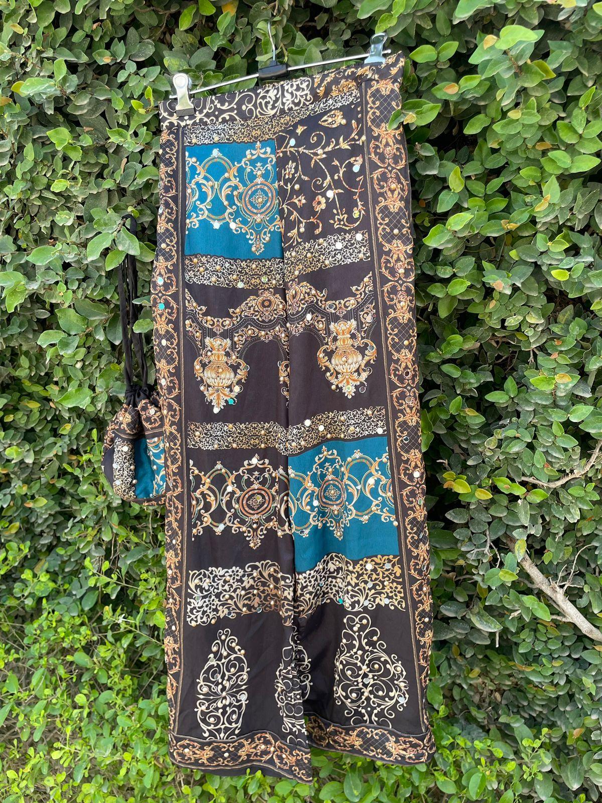 Black Dazzle Pants With Matching Potli - banjaratrail