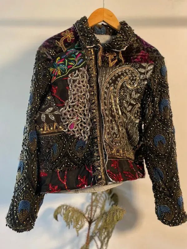 Black embellished handcrafted jacket - banjaratrailBlack embellished handcrafted jacket14246064