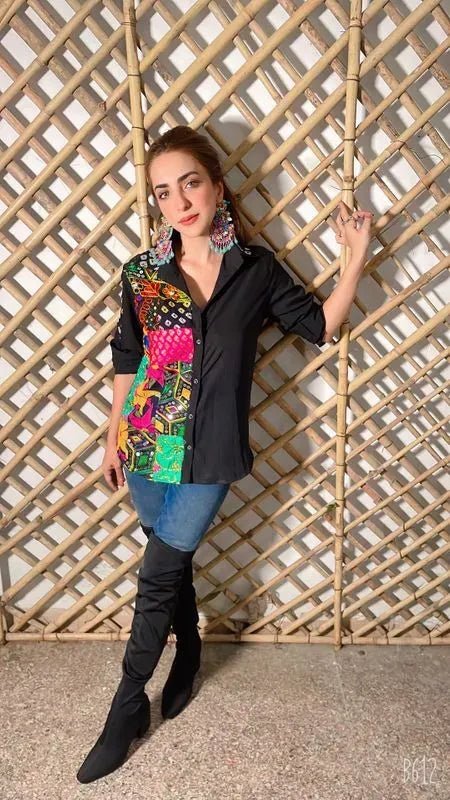 Black Embellished Shirt - banjaratrailBlack Embellished Shirt77061907