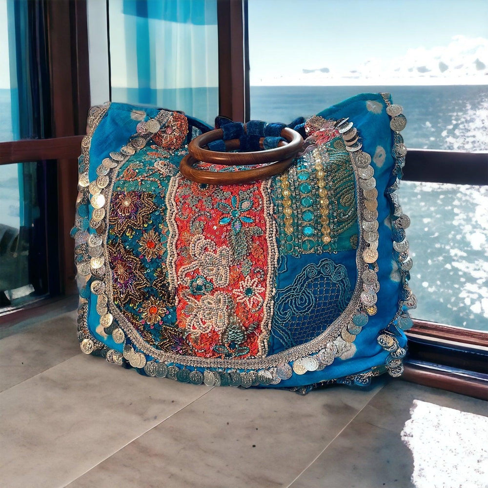 Blue bandhini bag - banjaratrail