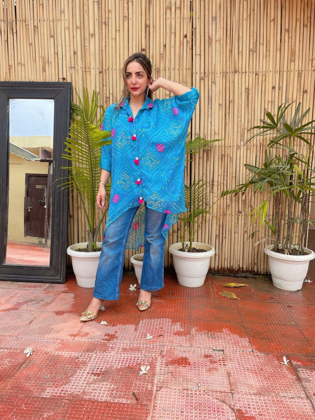 Blue bandhini high low top - banjaratrail