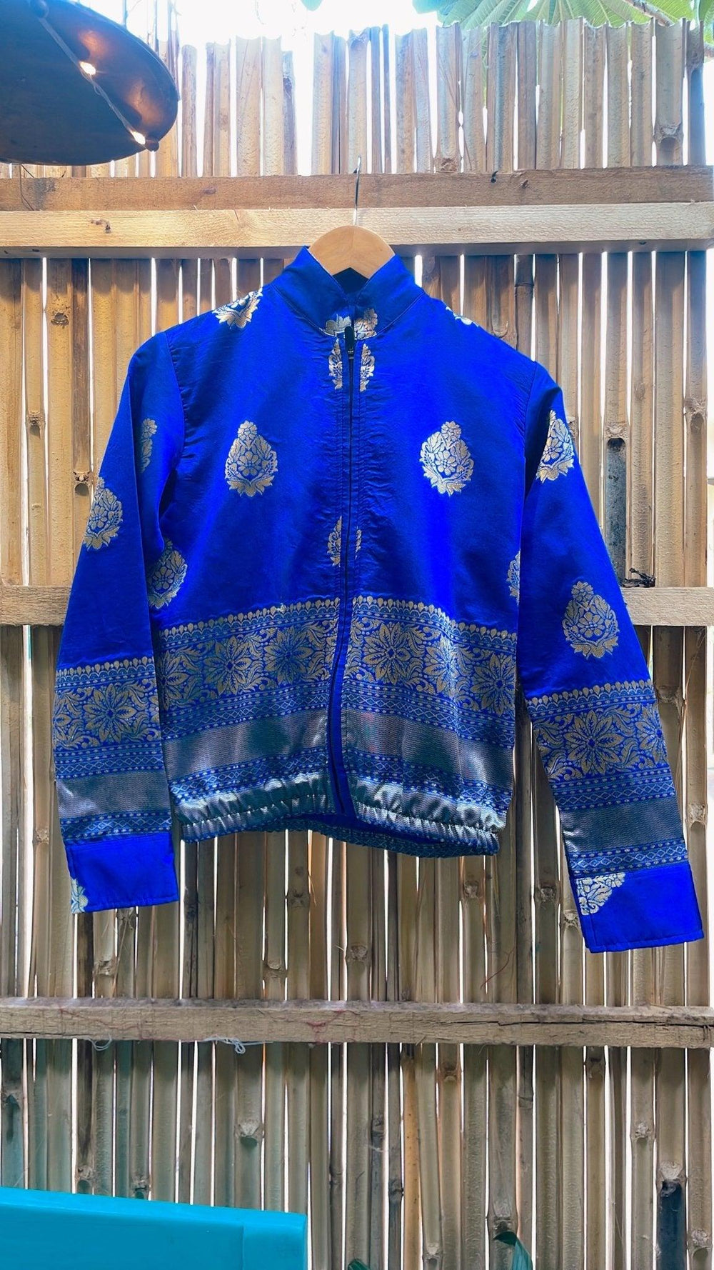 Blue silk bomber jacket - banjaratrail