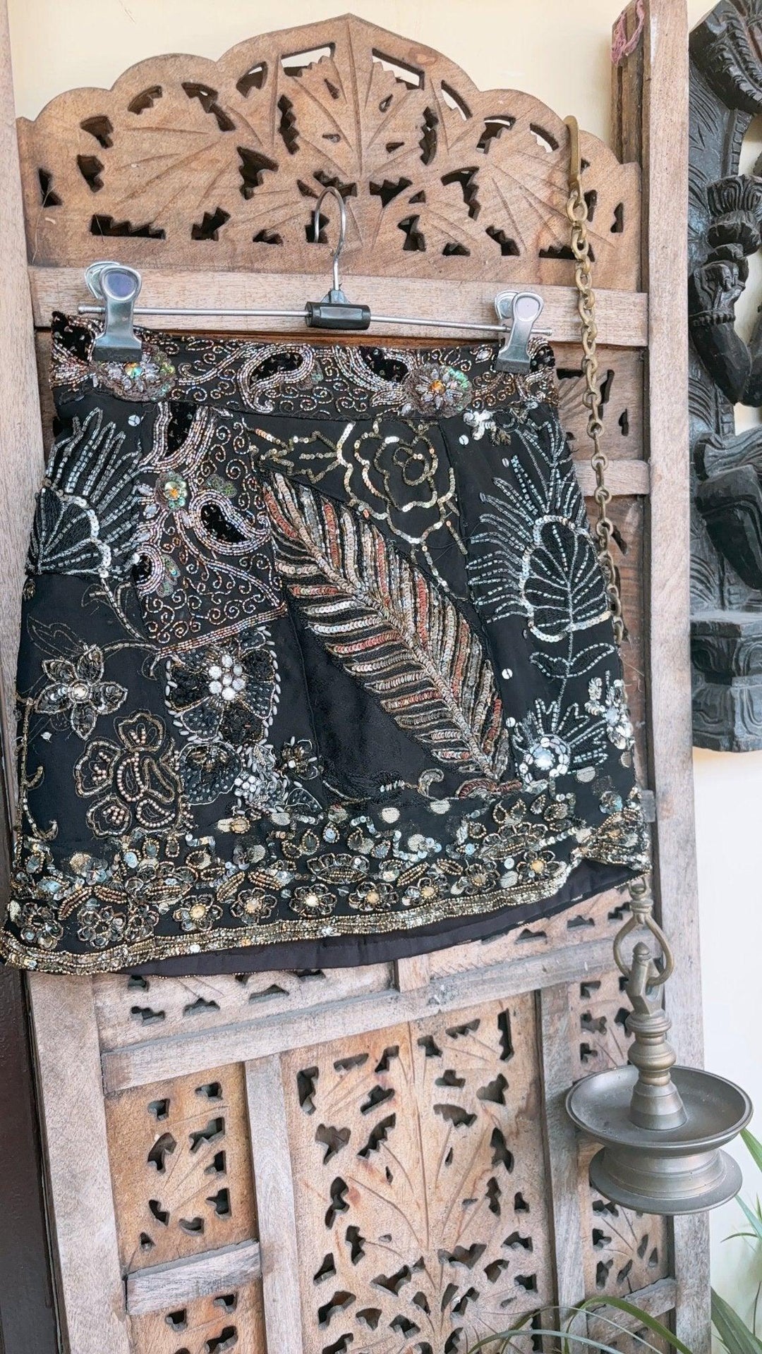 ‘Chingari’-Embellished mini skirt- Black - banjaratrail