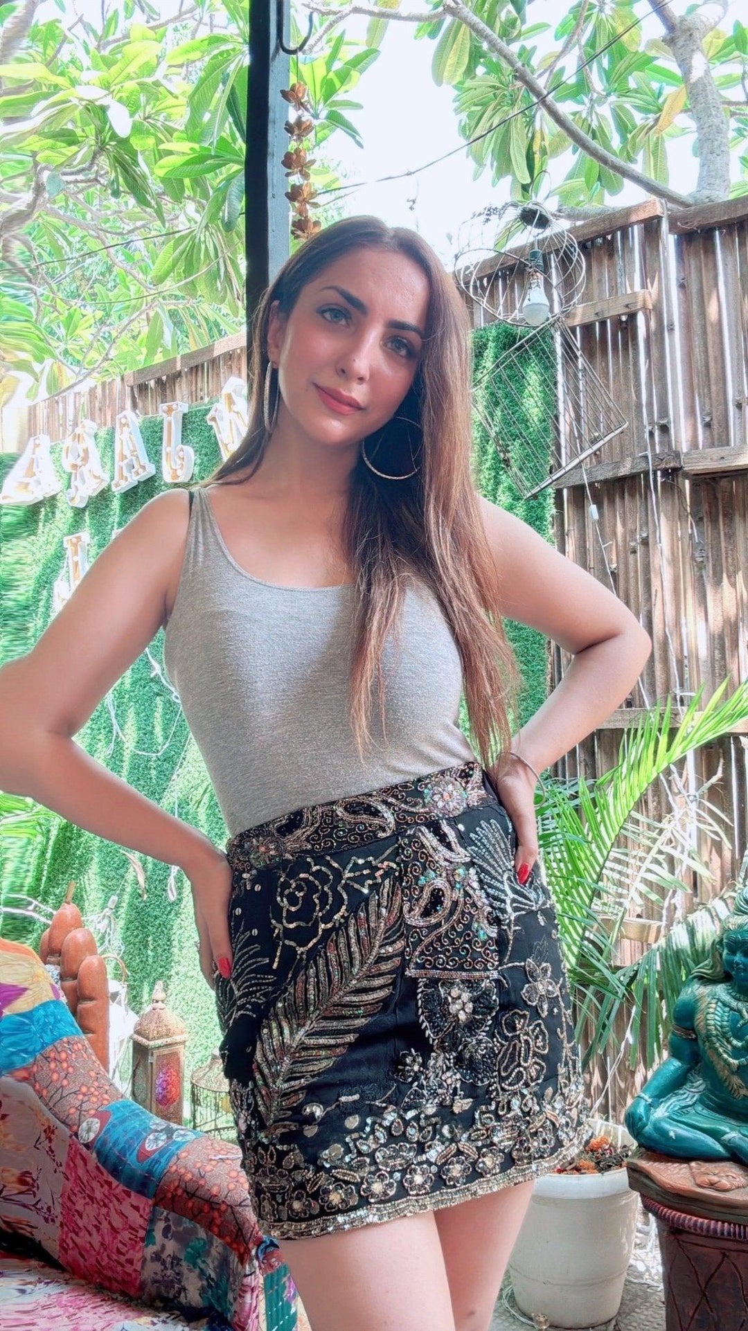 ‘Chingari’-Embellished mini skirt- Black - banjaratrail