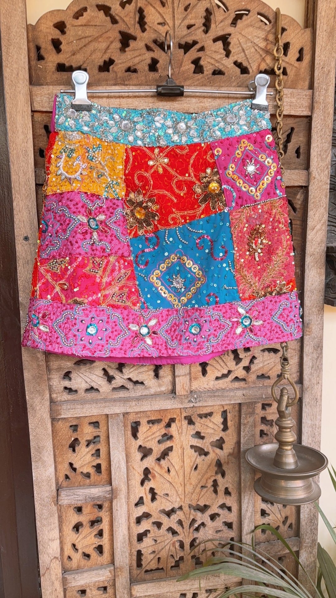 ‘Chingari’ - Embellished mini skirt - Multi - banjaratrail‘Chingari’ - Embellished mini skirt - Multi