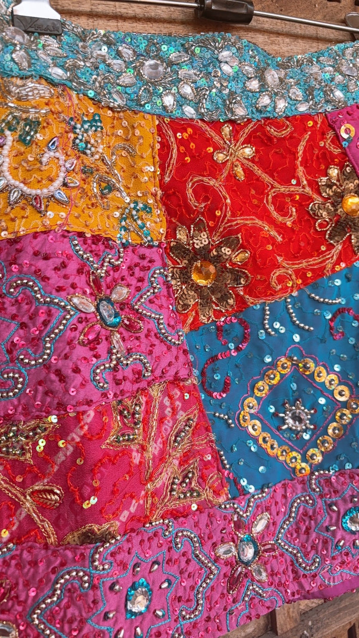 ‘Chingari’ - Embellished mini skirt - Multi - banjaratrail‘Chingari’ - Embellished mini skirt - Multi
