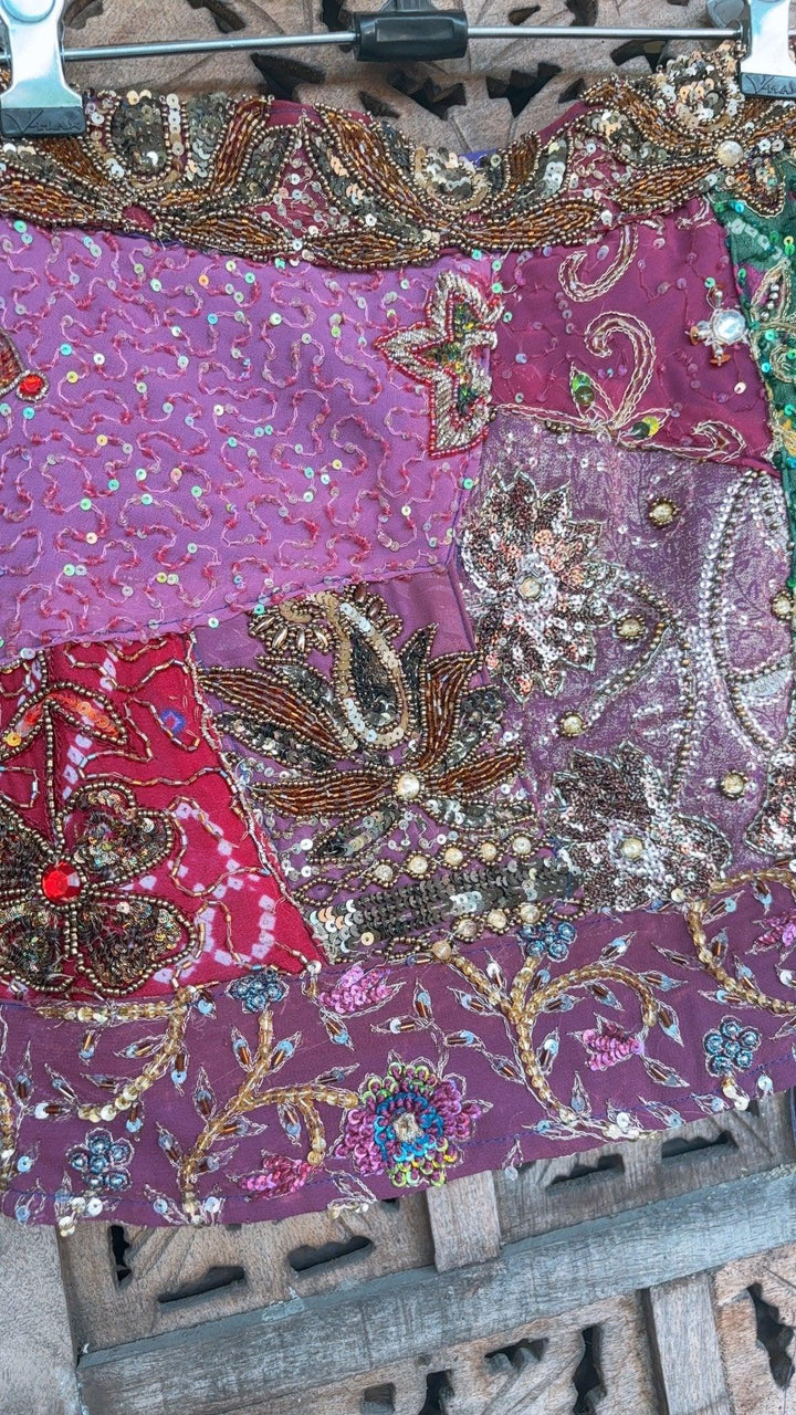 ‘Chingari’-Embellished mini skirt- Purple - banjaratrail