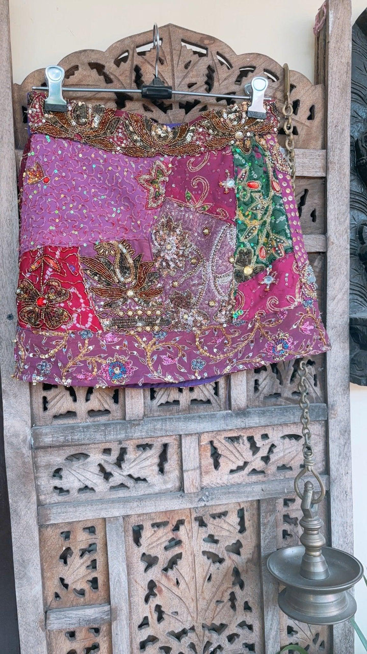 ‘Chingari’-Embellished mini skirt- Purple - banjaratrail