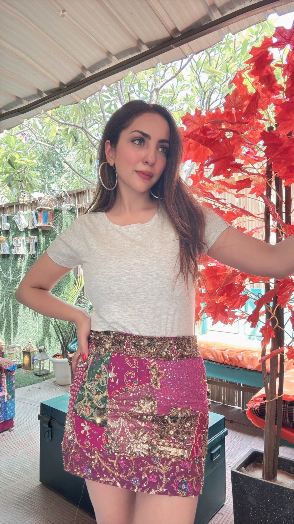 ‘Chingari’ - Embellished mini skirt - Purple - banjaratrail‘Chingari’ - Embellished mini skirt - Purple