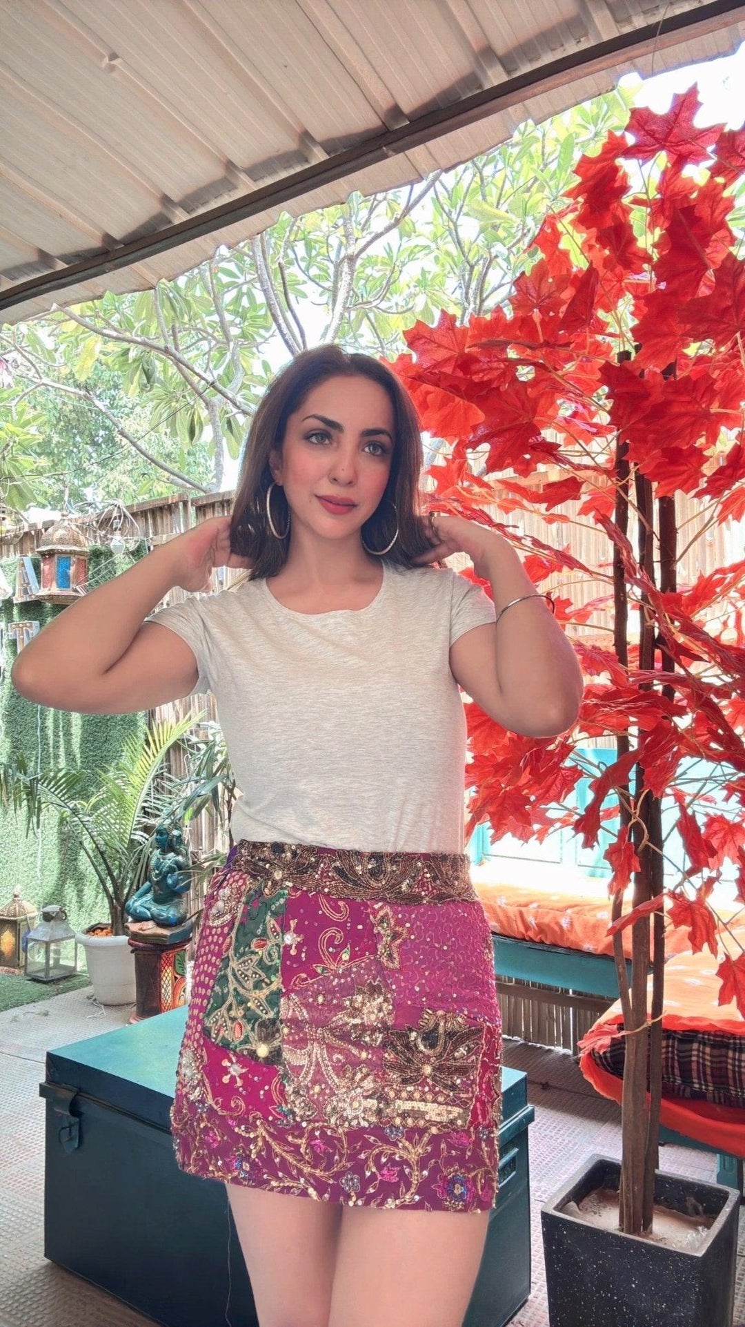 ‘Chingari’-Embellished mini skirt- Purple - banjaratrail