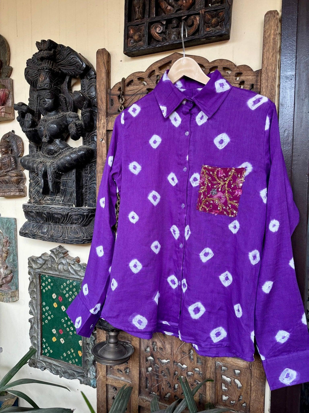 Cotton Bandhini Embellished Shirt - banjaratrail
