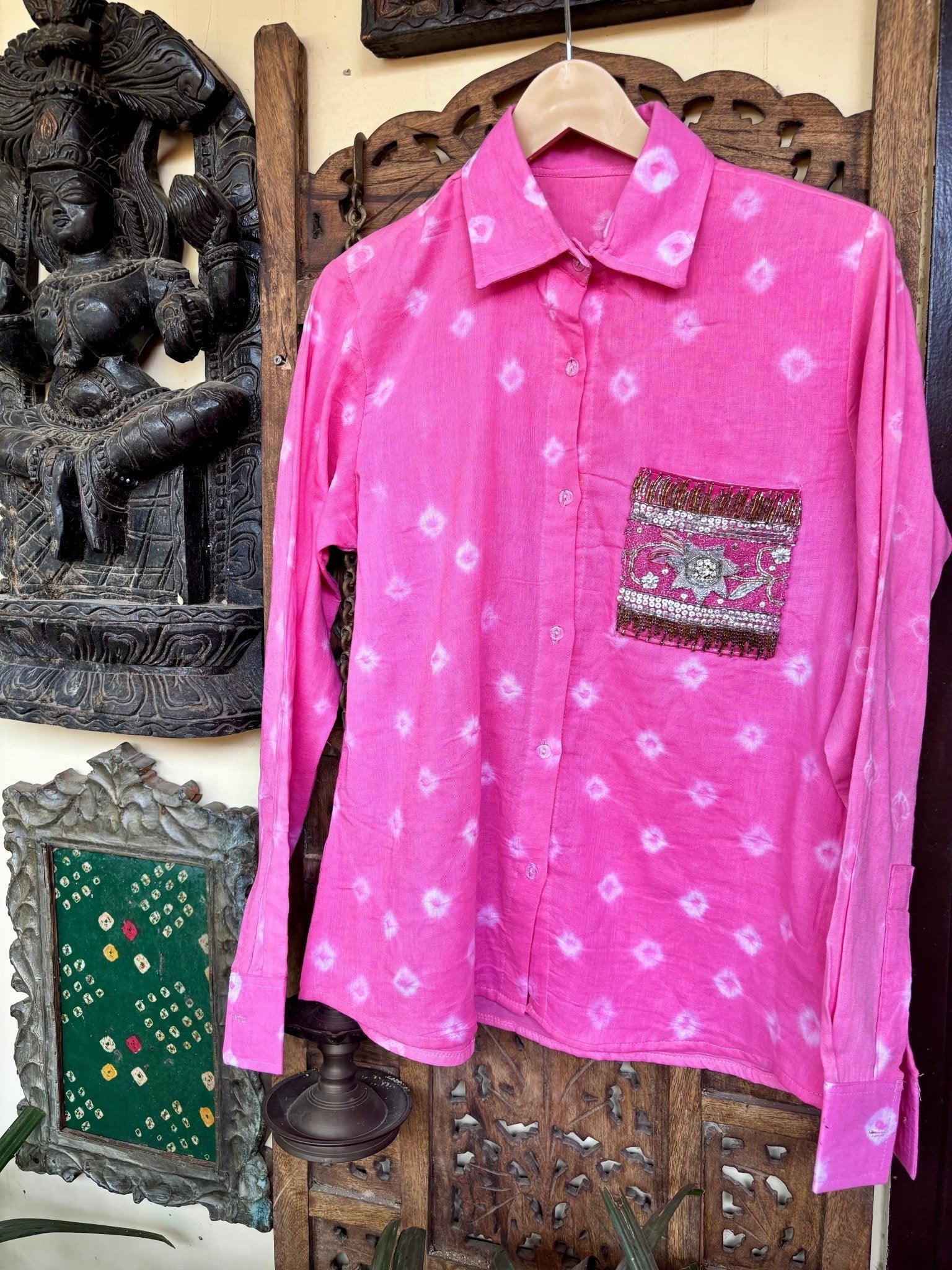 Cotton Bandhini Embellished Shirt - banjaratrail