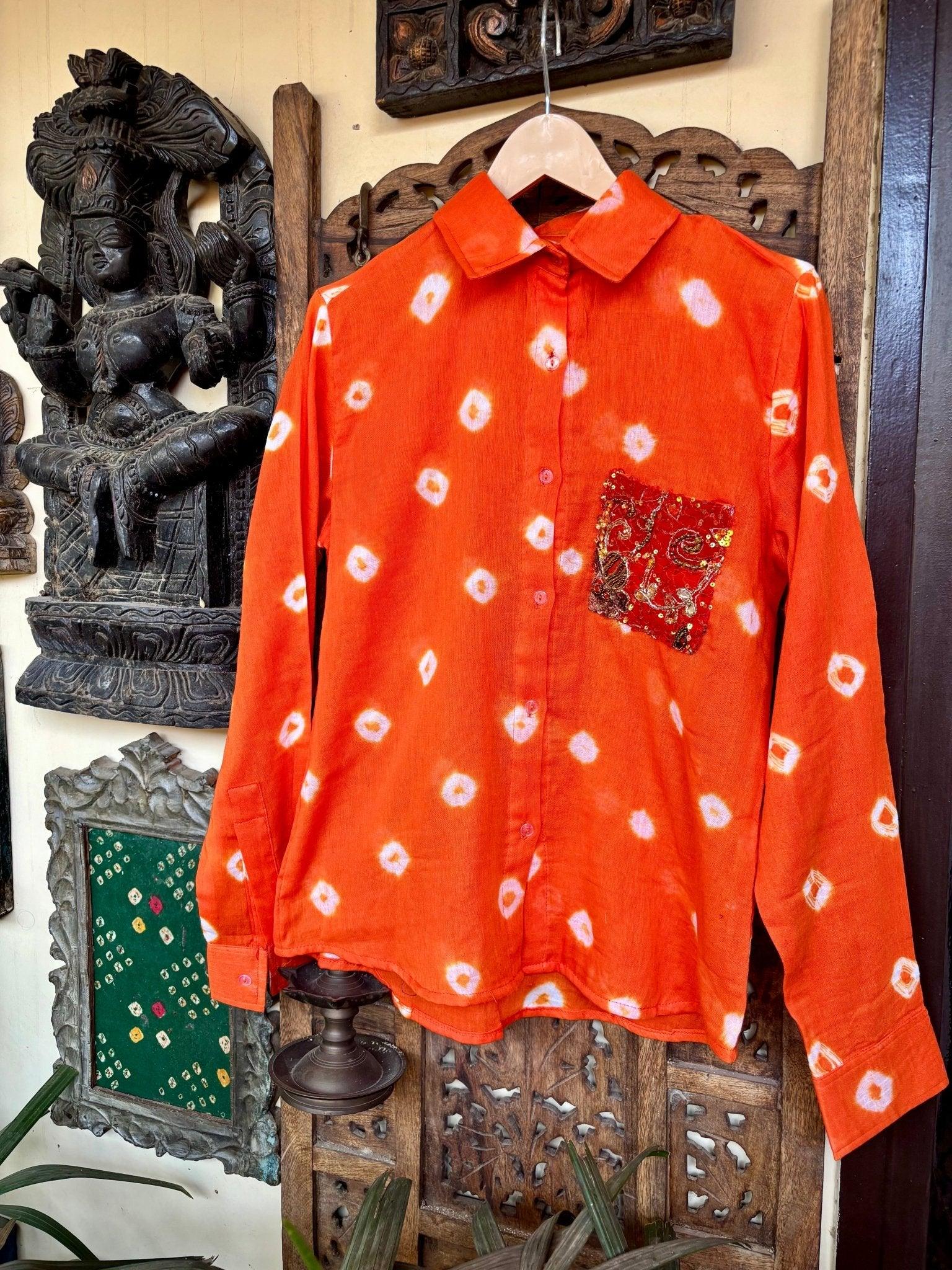 Cotton Bandhini Embellished Shirt - banjaratrail