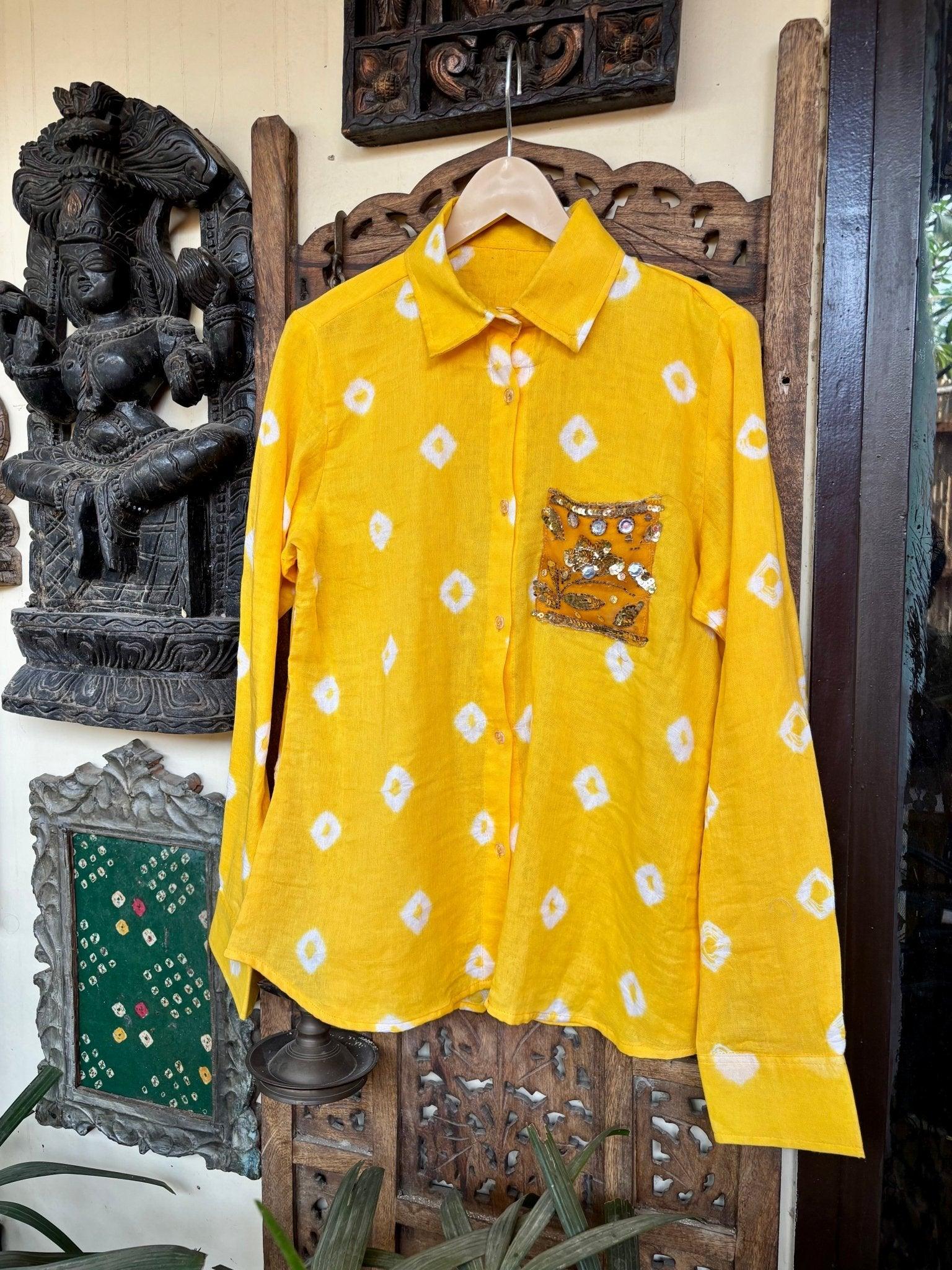 Cotton Bandhini Embellished Shirt - banjaratrail