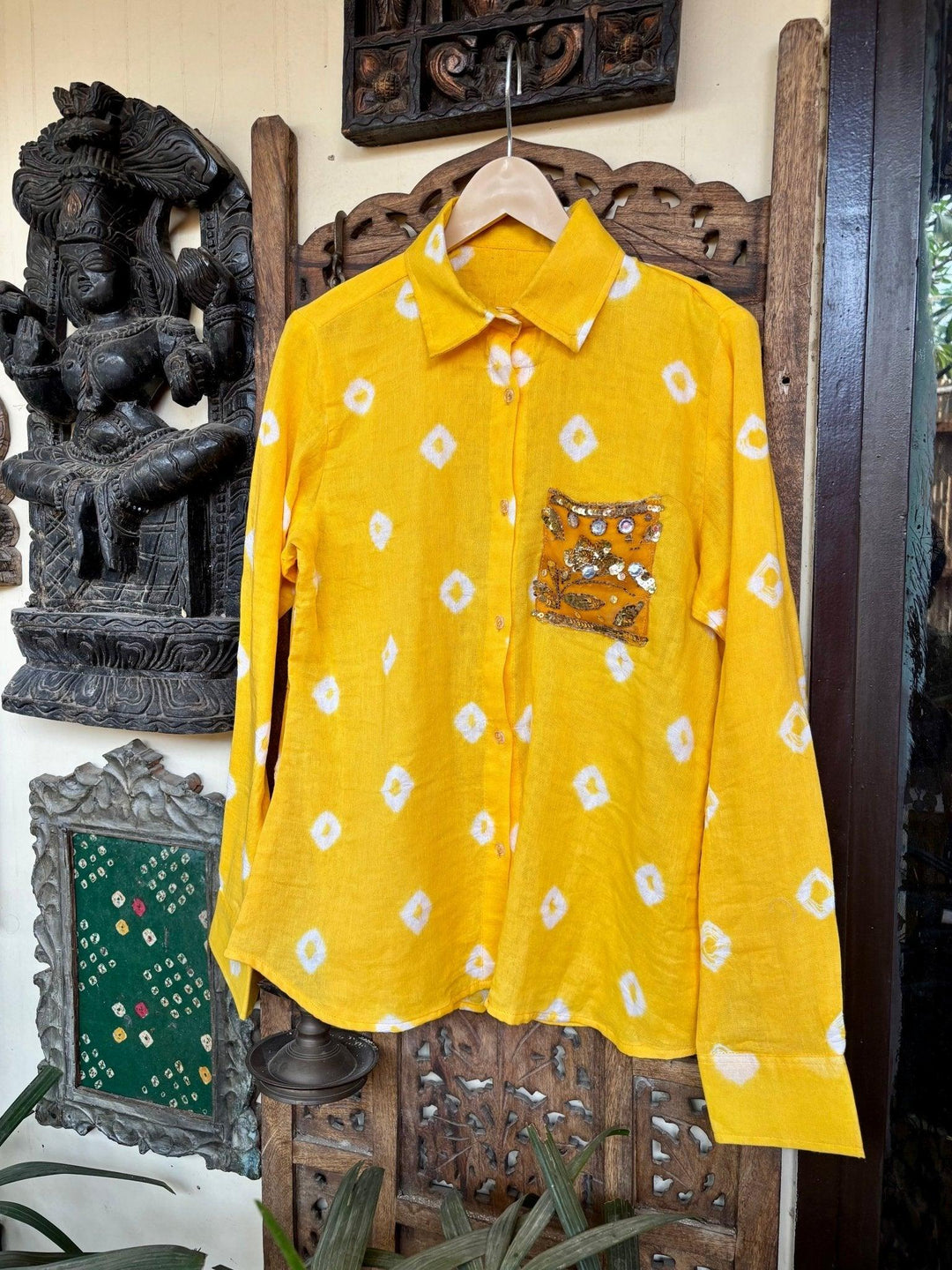 Cotton Bandhini Embellished Shirt - banjaratrail