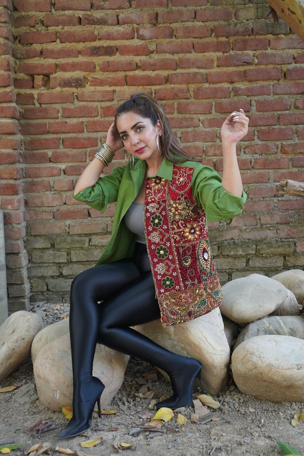 Olive Denim Boho Shacket - banjaratrail