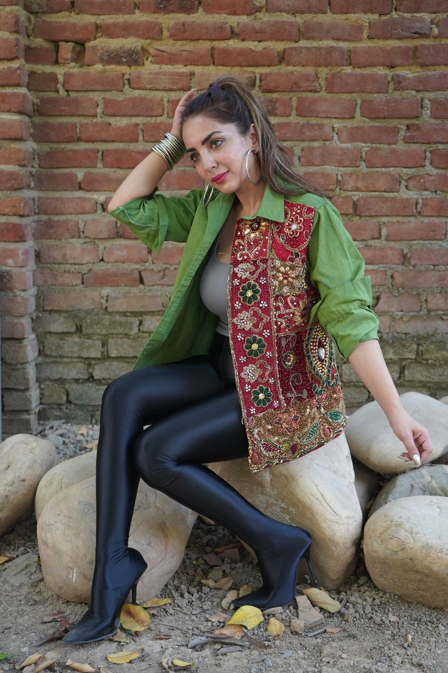 Olive Denim Boho Shacket - banjaratrail