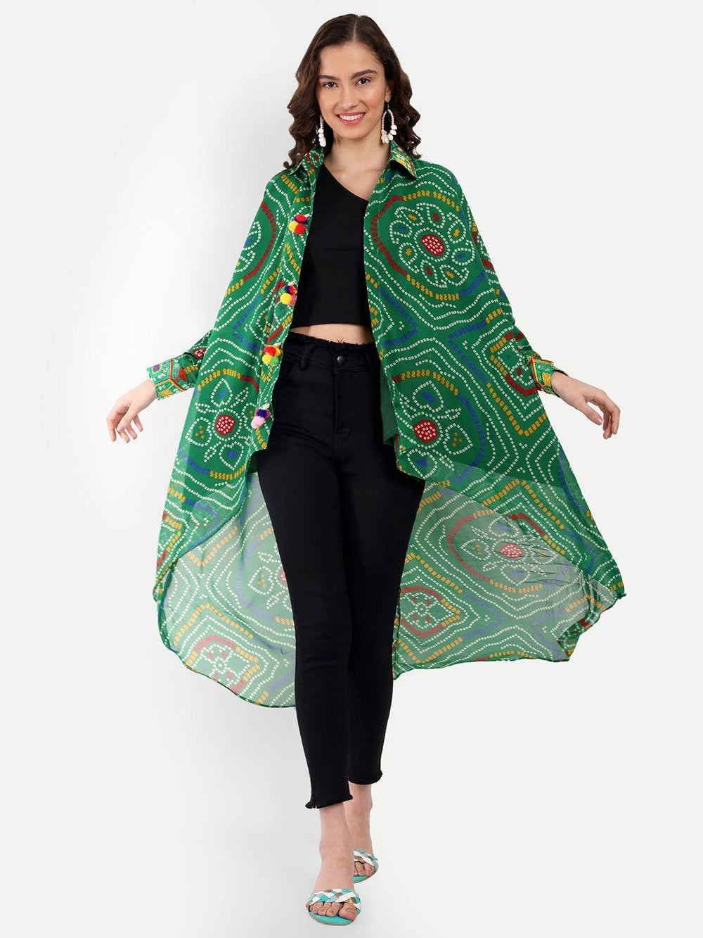 Green Bandhini High Low Shirt - banjaratrail