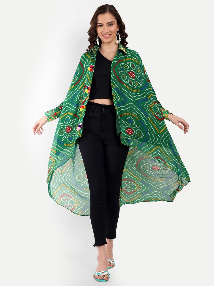 Green Bandhini High Low Shirt - banjaratrail