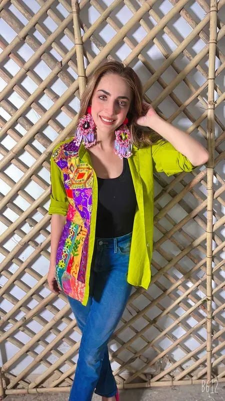 Green Embellished Shirt - banjaratrailGreen Embellished Shirt22782974