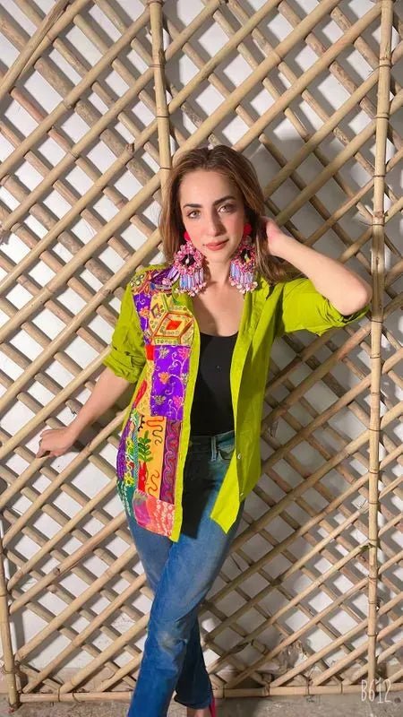 Green Embellished Shirt - banjaratrailGreen Embellished Shirt22782974