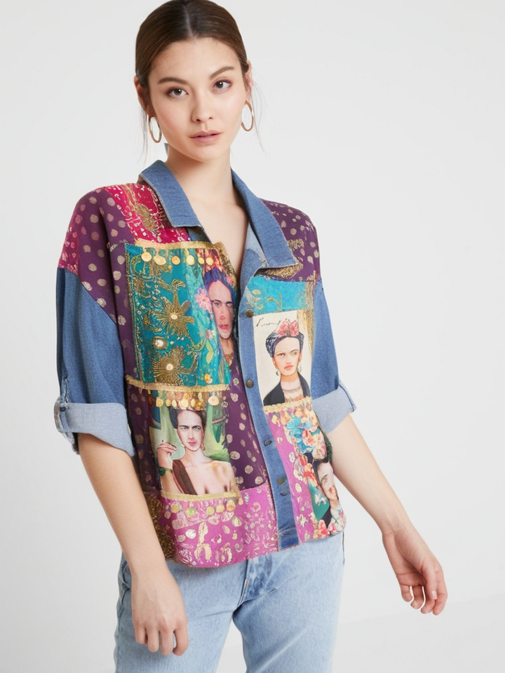 Frida Kahlo Embellished Denim Jacket