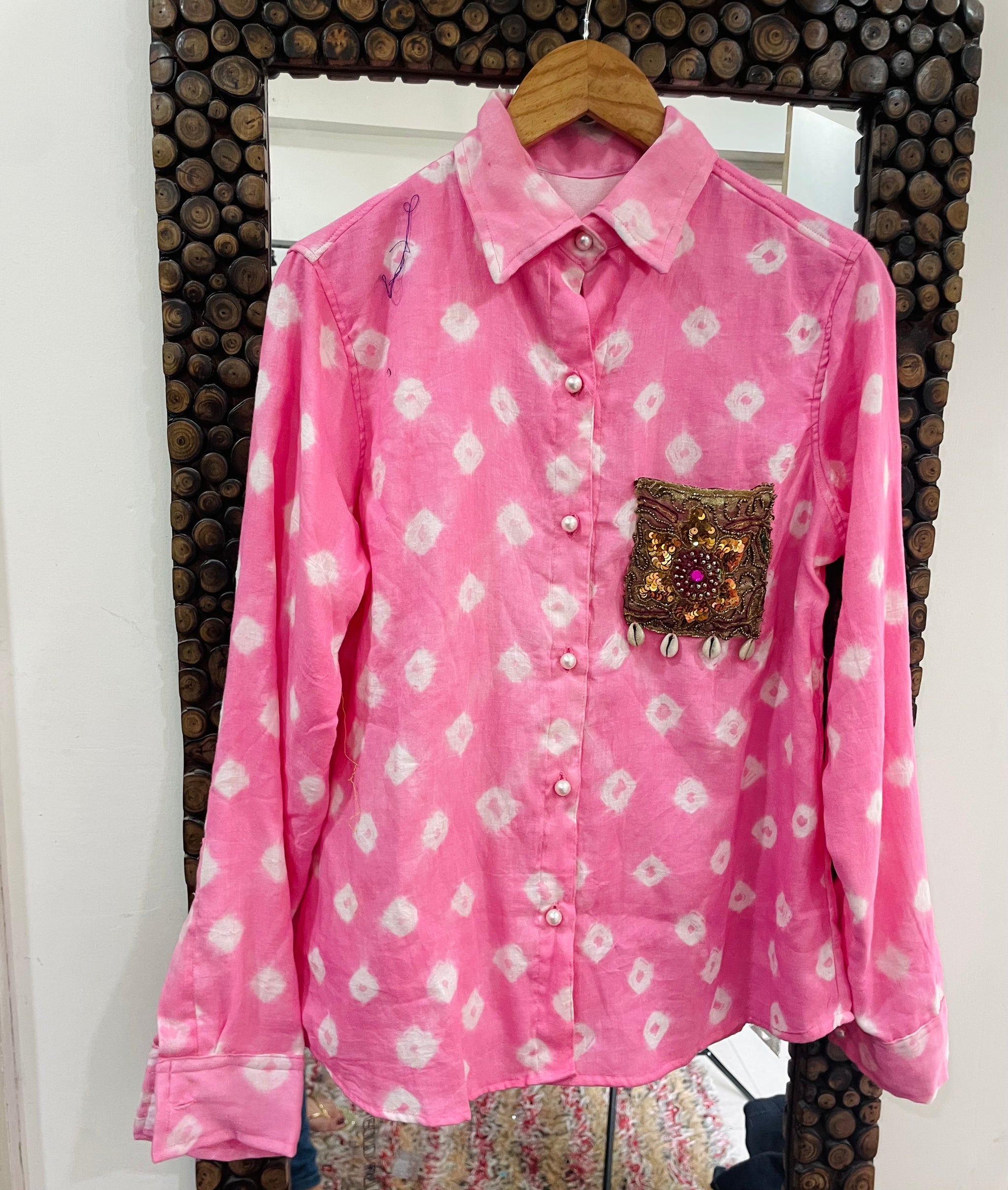 Men's bandhini shirt - Pink - banjaratrail