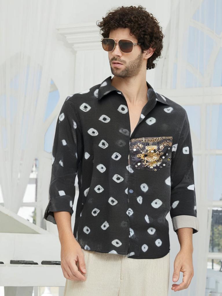 Men's bandhini shirt - Black - banjaratrail