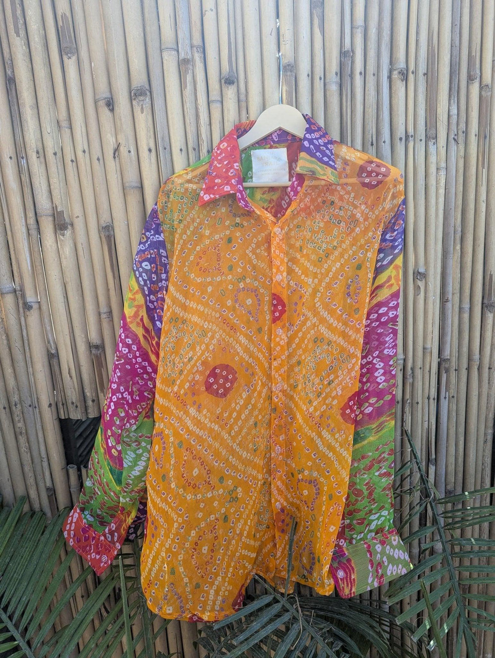 Men's bandhini shirt Georgette - Yellow - banjaratrail